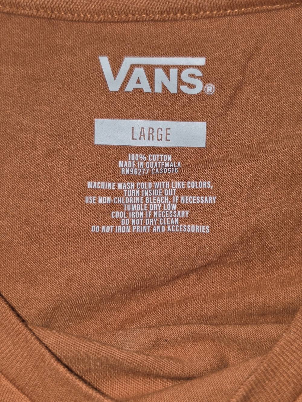Vans Rust Orange Floral Skull Graphic Tee - Picture 2 of 2